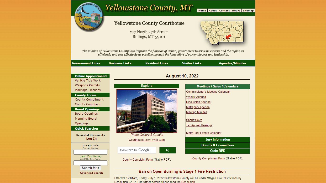 Yellowstone County Dentention Center Charge Listing